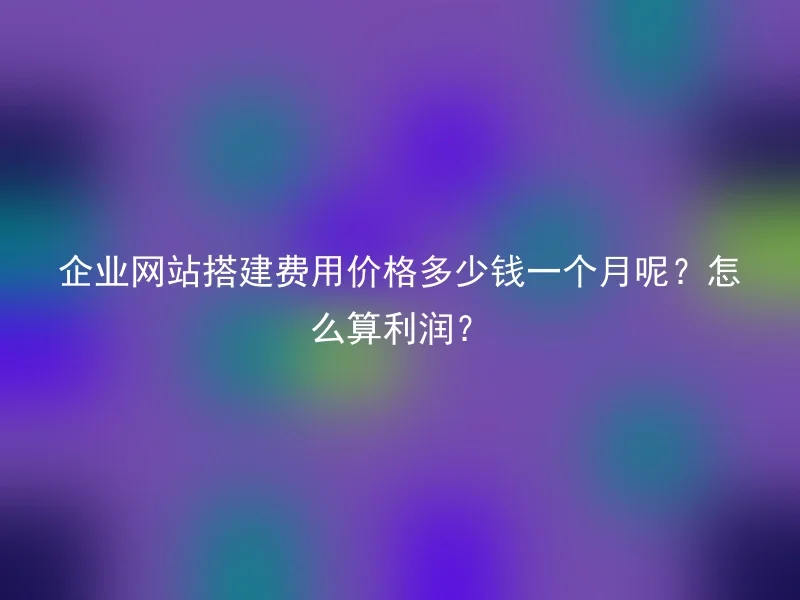 企业网站搭建费用价格多少钱一个月呢？怎么算利润？