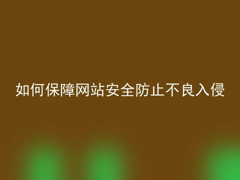 如何保障网站安全防止不良入侵