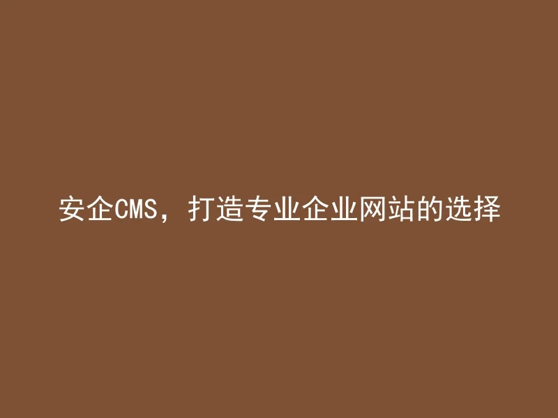 安企CMS，打造专业企业网站的选择