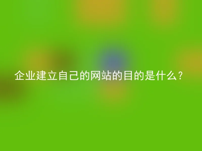 企业建立自己的网站的目的是什么？